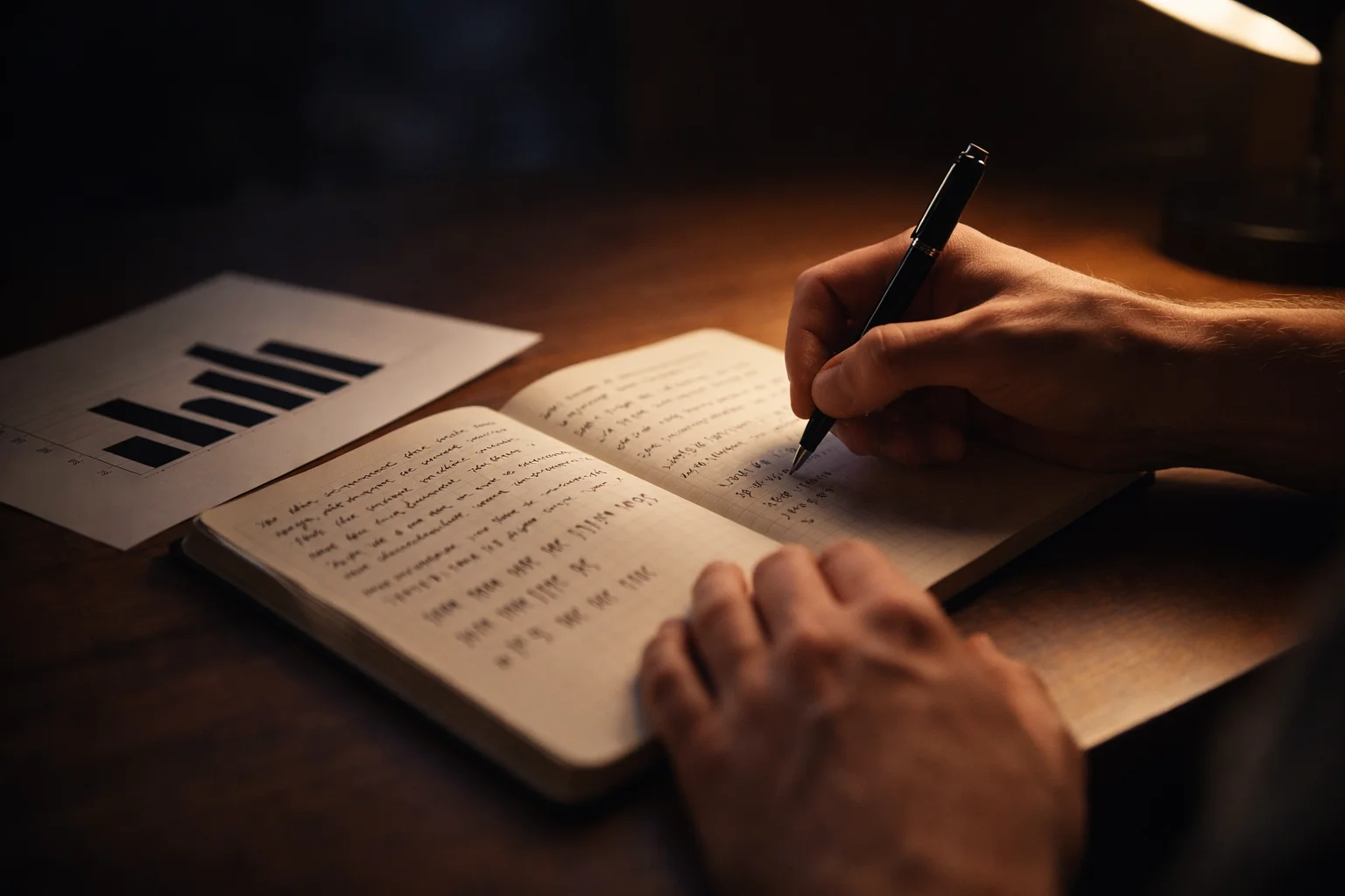 Uomo concentrato che analizza statistiche sportive su un foglio con appunti